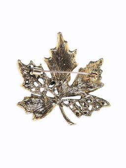 Брошь «Лист кленовый», стеклянный, коричневая в чернёном золоте