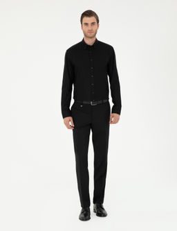 Рубашка Siyah Slim Fit длинный рукав черная