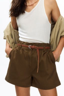Pantal?n corto de sarga con cintur?n - H&m фото 6