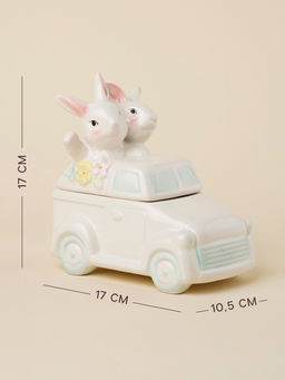 Конфетница SL Home «Пасхальные кролики», 17×10.5×17 см, доломит, белая