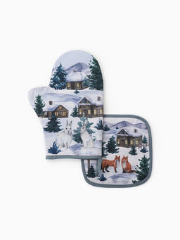 Кухонный набор «Этель» Forest animals: варежка-прихватка 20×27 см, прихватка 19×19 см