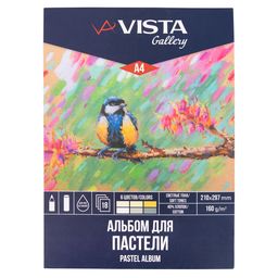 VISTA-ARTISTA Альбом для пастели PCPS-A4 160 г/м2 A4 21 х 29.7 см склейка с одной стороны 18 л. 6 цв. Синичка светлые тона