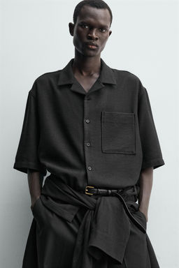 CAMISA BOXY FIT ESTRUCTURA / Negro - Zara фото 6