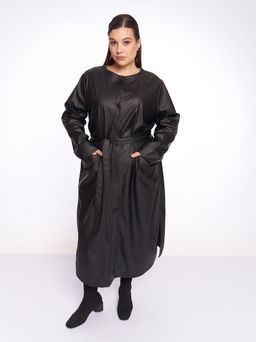 Кожаное пальто PL39309BLK01 - Артесса фото 13