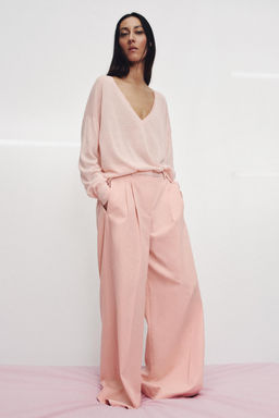 PANTAL?N WIDE LEG PLIEGUES ZW COLLECTION / Rosa pastel - Zara фото 6
