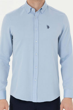 Мужская синяя рубашка с длинным рукавом - U.s. polo assn фото 6