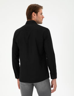 Siyah Oxford Slim Fit Uzun Kollu G_mlek
