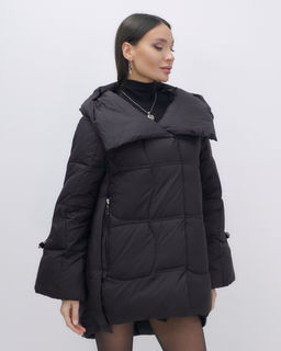 Куртка зимняя женская с большим капюшоном модная черного цвета 7739Ch - Visdeer фото 4