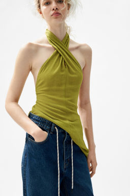 Top halter con efecto arrugado - H&m фото 5