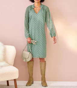 Платье, зелено-бежевое