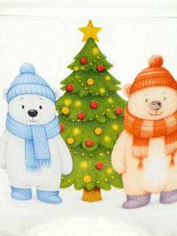 Кружка стеклянная новогодняя Мишки в лесу, 500 мл