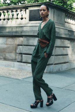 ZW COLLECTION 100% RAMIE PYJAMA-STYLE TROUSERS - Zara фото 9