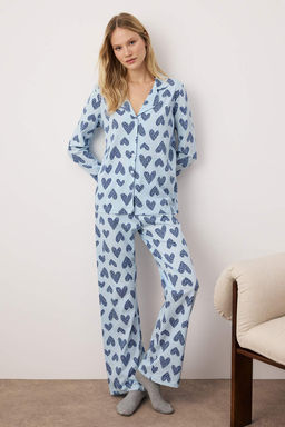 Trendyolmilla Pembe %100 Pamuklu Leopar Kalpli Orme Pijama Tak?m? THMAW25PT00142  фото 8