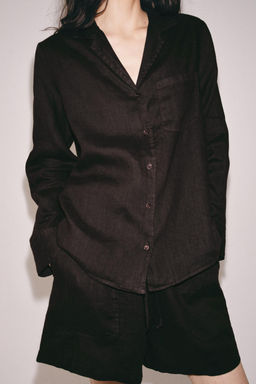 CAMISA LINO BOLSILLO ZW COLLECTION / Marr?n - Zara фото 10