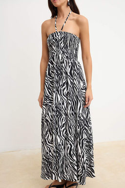 Cok Renkli Zebra Desenli Midi Gipeli Dokuma Elbise TWOSS26EL00619 - Trendyolmilla фото 3