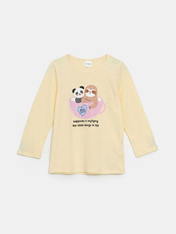 Bisiklet Yaka Bask?l? K?z ?ocuk Pijama Tak?m?