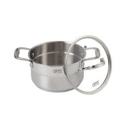 1273 GIPFEL Кастрюля GALA 18х10см/ 2.3 л со стеклянной крышкой, с индукционным капсульным дном. Материал: нерж. сталь 18/10. Толщина: 0,7мм / 4 мм