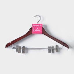 Плечики - вешалки для брюк и юбок Доляна, 44.5×24 см, 3 шт., с зажимами, деревянная сорт В, коричневые  фото 5