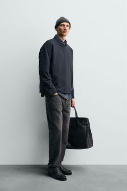 CREW NECK SWEATSHIRT WITH IRREGULAR FINISH