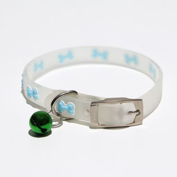 Ошейник Косточки, 28 х 1 см, ОШ 18-24 см, прозрачный/голубой - Пижон фото 2