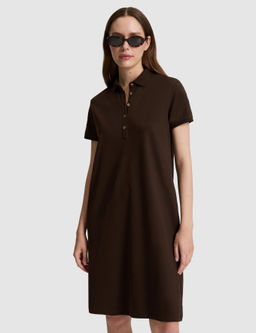 Kahverengi Polo Yaka A Kesim _rme Elbise