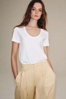 CAMISETA INTERLOCK MANGA CORTA / Blanco roto