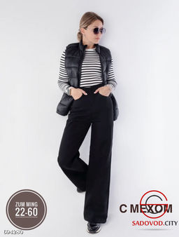 Джинсы трубы женские с мехом - Bruno фото 4