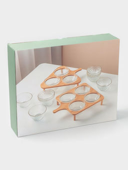 Салатники «Ронда», 350 мл, 37.5×32.5×7 см, на подставке, набор 3 шт., стекло, прозрачный