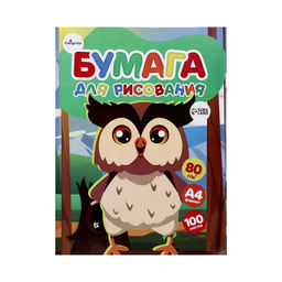 Бумага для рисования А4, 100 листов Совенок Calligrata, 80г/м2, в папке