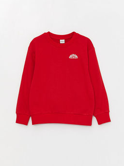 Rahat Kal?p Bisiklet Yaka Bask?l? Erkek ?ocuk Sweatshirt