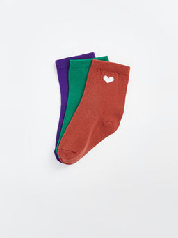 Bask?l? K?z Bebek Soket ?orap 3l?