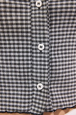 Siyah Poti Kare Polo Yaka Fitted Esnek Orme Bluz TWOSS25BZ00566 - Trendyolmilla фото 4