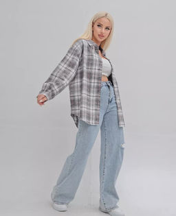 K13008 Рубашка OVER SIZE ЗЕЛЕНЫЙ