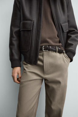 LEATHER EFFECT JACKET WITH CONTRAST COLLAR - Zara фото 5