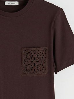 Bisiklet Yaka Nak??l? Kad?n Ti??rt