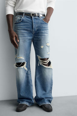 RIPPED RELAXED FIT JEANS - Zara фото 5