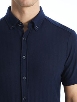 Regular Fit K?sa Kollu Desenli Poplin Erkek G?mlek