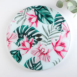 Подставка для торта вращающаяся Доляна «Тропики», d=32 см, стекло