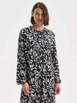 Hakim Yaka Desenli A Kesim Elbise