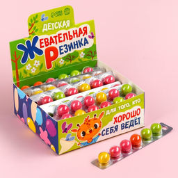 Цена за 20 шт. Шоубокс жевательной резинки Детская в блистере, 240 г (20 шт. х 12 г).