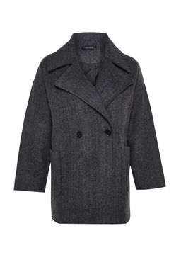 Trendyolmilla Gri Oversize Kaban TWOAW24KB00165 фото 11