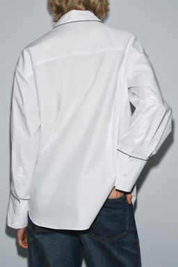ZW COLLECTION CONTRAST POPLIN SHIRT - Zara фото 3