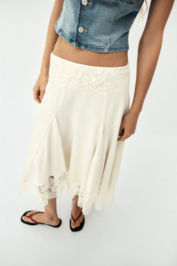 LACE VOLUMINOUS MIDI SKIRT - Zara фото 2