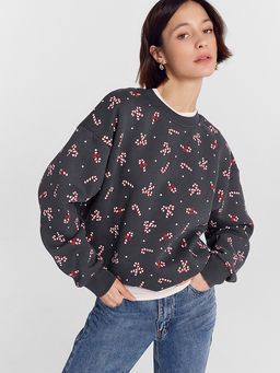 Свитшот женский серый новогодний с принтом конфеты - Mark formelle фото 2