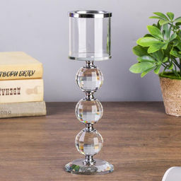 Стеклянный подсвечник на 1 свечу «Чёрная дымка», 23×7×7 см