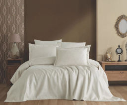 Покрывало EFOR (Gardines) с наволочками YAPRAK (240*260) кремовый KREM