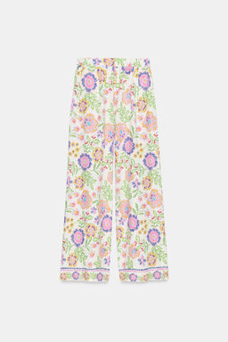 PANTAL?N ESTAMPADO FLORAL CON LINO / Multicolor - Zara фото 6