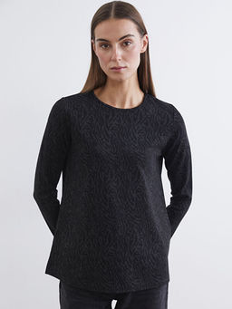 Bisiklet Yaka Desenli Kad?n Ti??rt