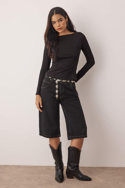 Siyah Fitted/Vucuda Oturan Uzun Kollu Kay?k Yaka Esnek Orme Bluz TWOAW26BZ00108 - Trendyolmilla фото 2