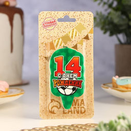 Цена за 3 шт. Свеча для торта «С Днем рождения»,14 лет, футбол, 6.5 см